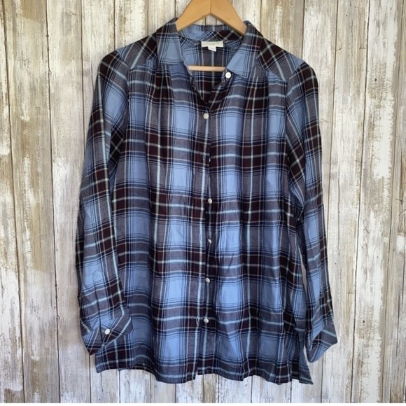 J. Jill Blue Plaid Button Down - Picture 1 of 6